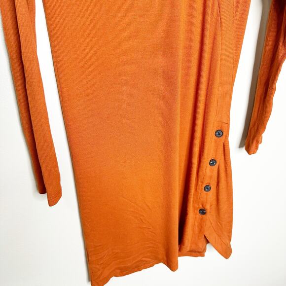 Alix NYC Womens Pratt Mini Dress Ribbed Long Sleeves Front Cut-Out Amber Size XL - Picture 9 of 12